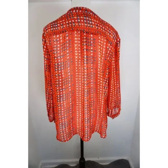 Old Navy Women’s Sheer Red Polka Dot Blouse - Size L - Picture 8 of 15